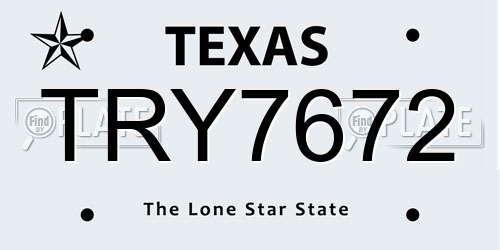TRY7672 Texas License Plate