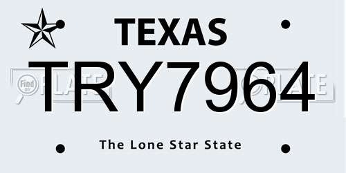 TRY7964 Texas License Plate