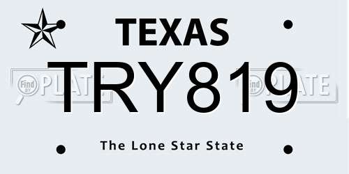 TRY819 Texas License Plate
