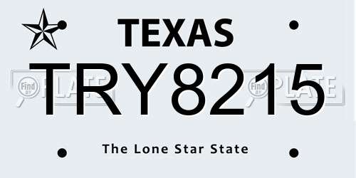 TRY8215 Texas License Plate
