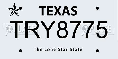 TRY8775 Texas License Plate