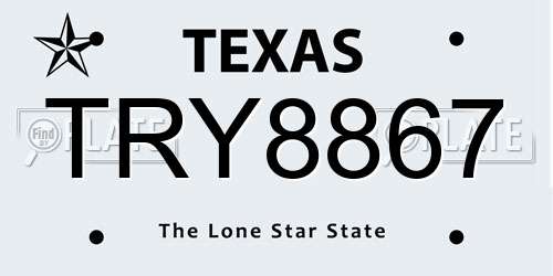 TRY8867 Texas License Plate