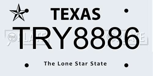 TRY8886 Texas License Plate