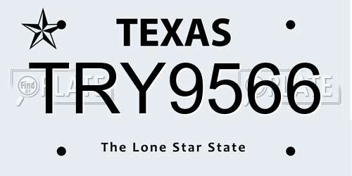 TRY9566 Texas License Plate