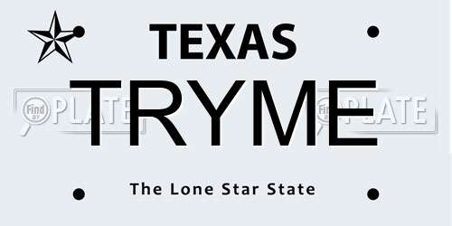 TRYME Texas License Plate