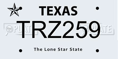 TRZ259 Texas License Plate