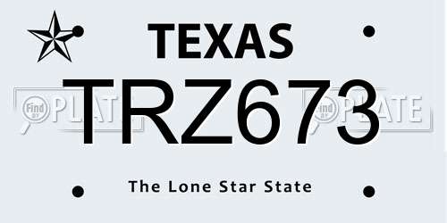 TRZ673 Texas License Plate