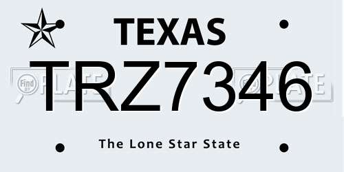 TRZ7346 Texas License Plate