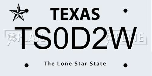 TS0D2W Texas License Plate