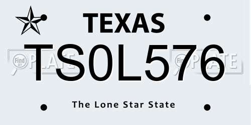TS0L576 Texas License Plate