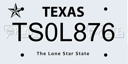 TS0L876 Texas License Plate