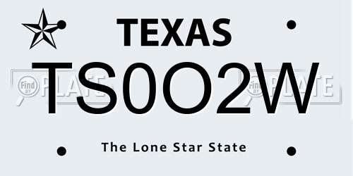 TS0O2W Texas License Plate