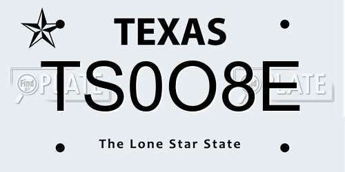 TS0O8E Texas License Plate