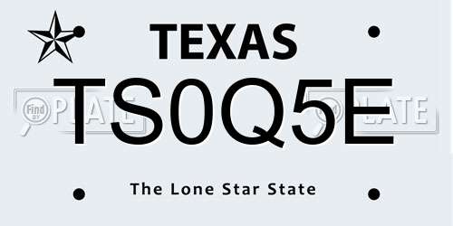 TS0Q5E Texas License Plate