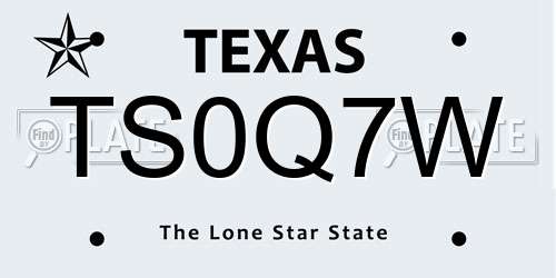 TS0Q7W Texas License Plate