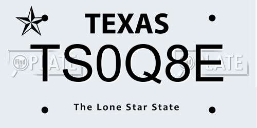 TS0Q8E Texas License Plate