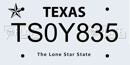 TS0Y835 Texas License Plate