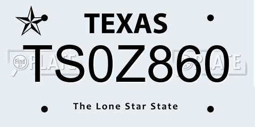 TS0Z860 Texas License Plate