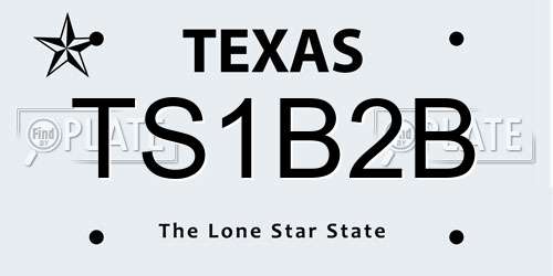 TS1B2B Texas License Plate