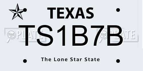 TS1B7B Texas License Plate