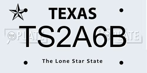 TS2A6B Texas License Plate