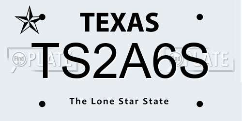 TS2A6S Texas License Plate