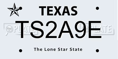 TS2A9E Texas License Plate