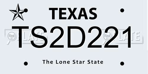TS2D221 Texas License Plate
