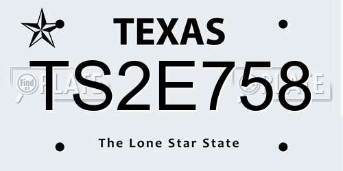 TS2E758 Texas License Plate