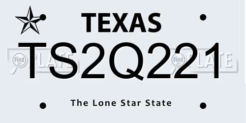 TS2Q221 Texas License Plate