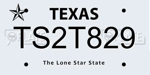 TS2T829 Texas License Plate
