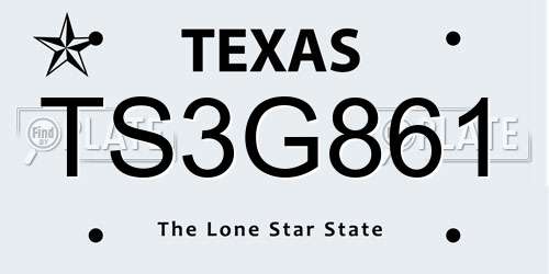 TS3G861 Texas License Plate