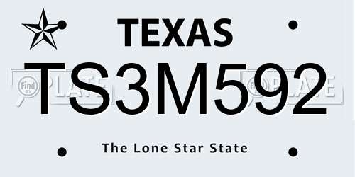 TS3M592 Texas License Plate