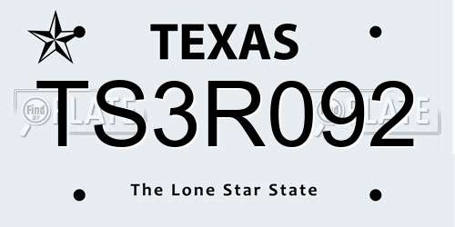 TS3R092 Texas License Plate