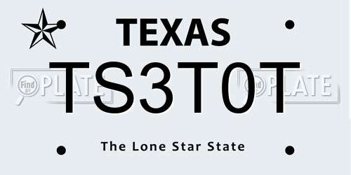 TS3T0T Texas License Plate