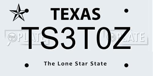 TS3T0Z Texas License Plate