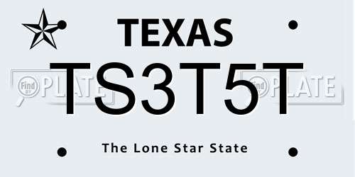 TS3T5T Texas License Plate