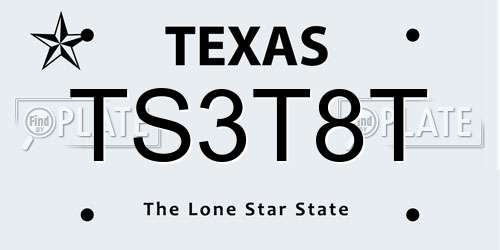 TS3T8T Texas License Plate