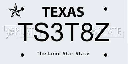 TS3T8Z Texas License Plate