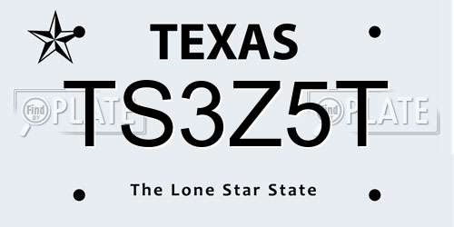 TS3Z5T Texas License Plate