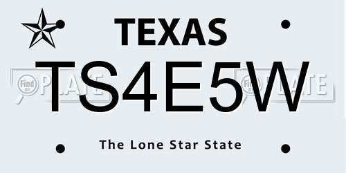 TS4E5W Texas License Plate