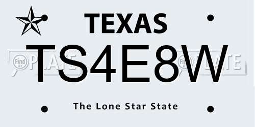 TS4E8W Texas License Plate