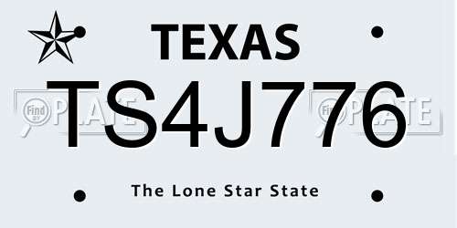 TS4J776 Texas License Plate