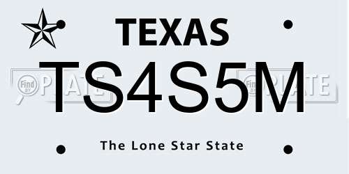 TS4S5M Texas License Plate