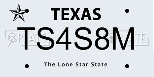 TS4S8M Texas License Plate