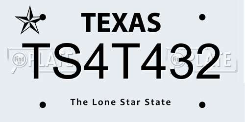 TS4T432 Texas License Plate