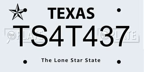 TS4T437 Texas License Plate