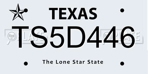 TS5D446 Texas License Plate