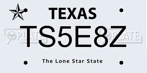 TS5E8Z Texas License Plate