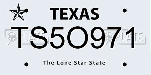 TS5O971 Texas License Plate